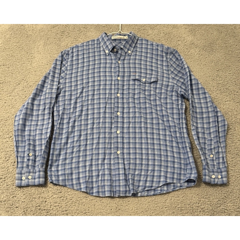 Criquet Men's Medium Long Sleeve Button Down Shirt Plaid Pocket Tee